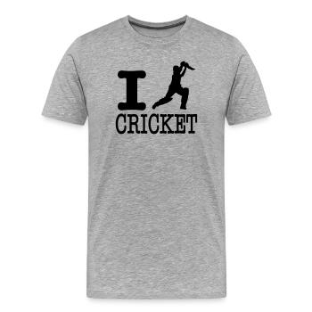 ich liebe Cricket / i Cricket mögen - Männer Premium Bio T-Shirt - Grau meliert - Vorne - Damien (186cm)