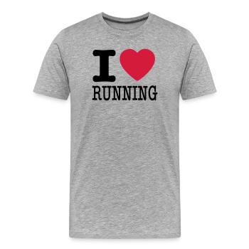j'aime la course en cours d'exécution / J'aime - T-shirt bio Premium Homme - gris chiné - Devant - Damien (186cm)