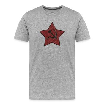 Roter Stern mit Hammer und Sichel - Männer Premium Bio T-Shirt - Grau meliert - Vorne - Damien (186cm)
