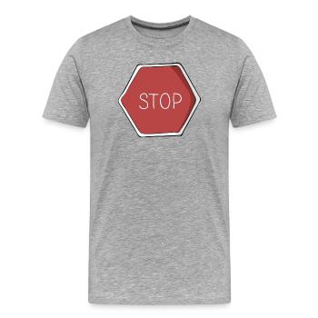 stop - Men's Premium Organic T-Shirt - heather grey - Front - Damien (186cm)