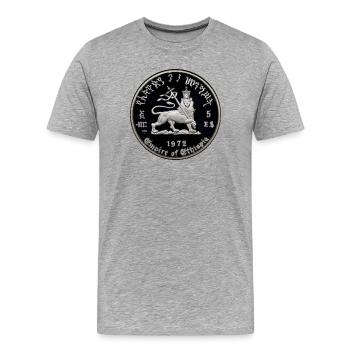Lion of Judah - Empire of Ethiopia Haile Selassie - Männer Premium Bio T-Shirt - Grau meliert - Vorne - Damien (186cm)