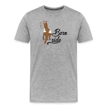 cheval - T-shirt bio Premium Homme - gris chiné - Devant - Damien (186cm)