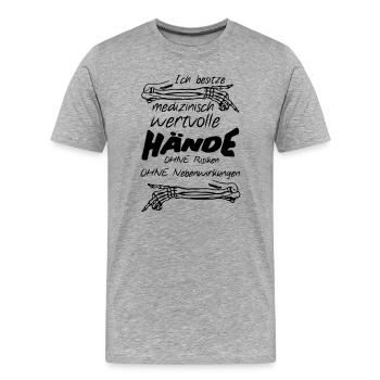 Medizinisch wertvolle Hände Geschenk Medizin - Männer Premium Bio T-Shirt - Grau meliert - Vorne - Damien (186cm)