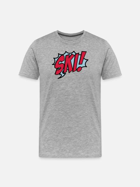 Ski - Männer Premium Bio T-Shirt - Grau meliert