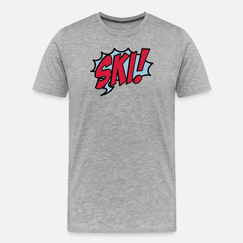 Ski - Männer Premium Bio T-Shirt - Grau meliert