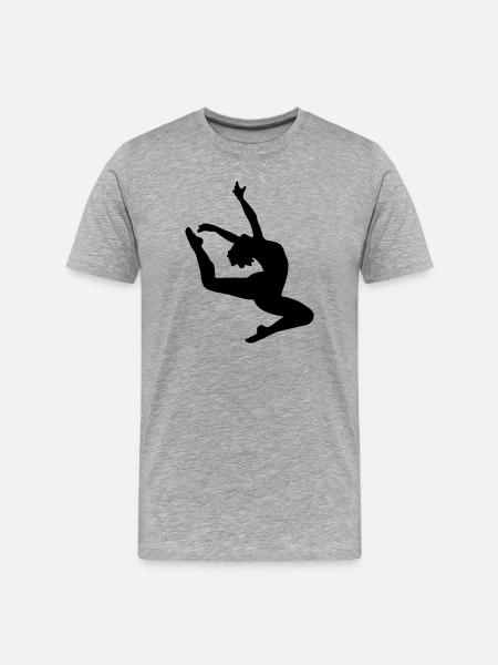 Springen Mädchen - Männer Premium Bio T-Shirt - Grau meliert