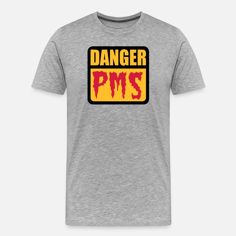 Danger PMS - Männer Premium Bio T-Shirt - Grau meliert