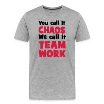 Teamwork - Männer Premium Bio T-Shirt - Grau meliert - Vorne - Damien (186cm)