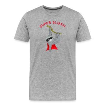 super sloth Faultier chillen Schlaf Slow nerd faul - Männer Premium Bio T-Shirt - Grau meliert - Vorne - Damien (186cm)