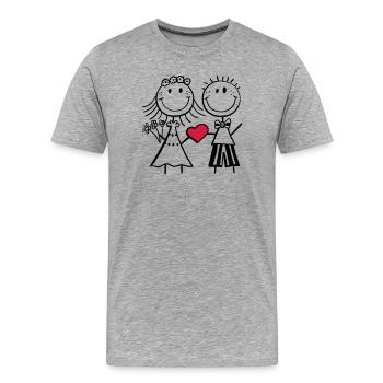 mariée et le marié Épris - mariage - coeur - cadeau - T-shirt bio Premium Homme - gris chiné - Devant - Damien (186cm)
