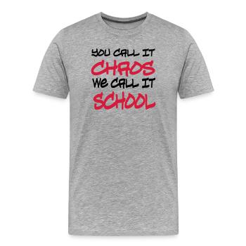 École - T-shirt bio Premium Homme - gris chiné - Devant - Damien (186cm)