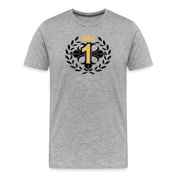 The Number One with a laurel wreath and crown - Men's Premium Organic T-Shirt - heather grey - Front - Damien (186cm)