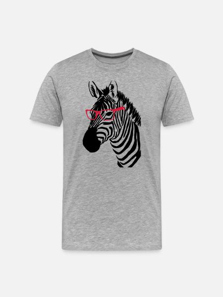 Zebra mit Brille - Männer Premium Bio T-Shirt - Grau meliert