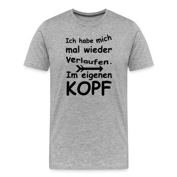 Im Kopf verlaufen - Chaos, Chaot, Fun, Geschenk - Männer Premium Bio T-Shirt - Grau meliert - Vorne - Damien (186cm)