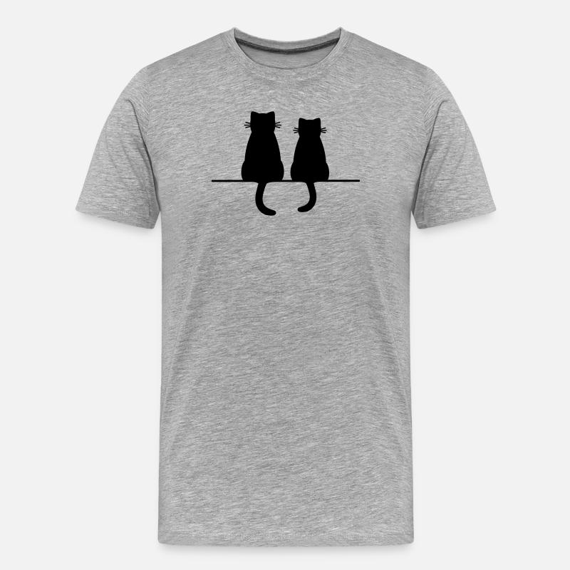 Cadeau d'amour d'amitié de chat de chats de chat - T-shirt bio Premium Homme - gris chiné