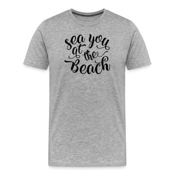Wir sehen uns am Strand - Männer Premium Bio T-Shirt - Grau meliert - Vorne - Damien (186cm)