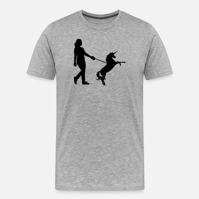 Einhorn Gassi - Einhörner, Haustier, Geschenk - Männer Premium Bio T-Shirt - Grau meliert