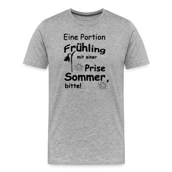 Frühling & Sommer Sprüche, Geschenk, Fun - Männer Premium Bio T-Shirt - Grau meliert - Vorne - Damien (186cm)