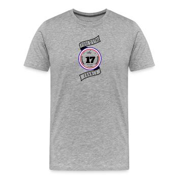 Fière D'être Du 17 Charente-Maritime France - T-shirt bio Premium Homme - gris chiné - Devant - Damien (186cm)