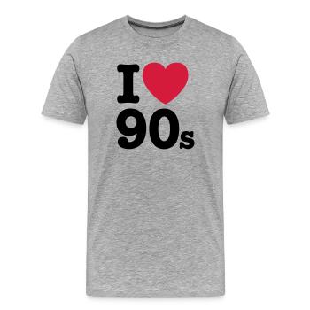 J'aime 90 - T-shirt bio Premium Homme - gris chiné - Devant - Damien (186cm)