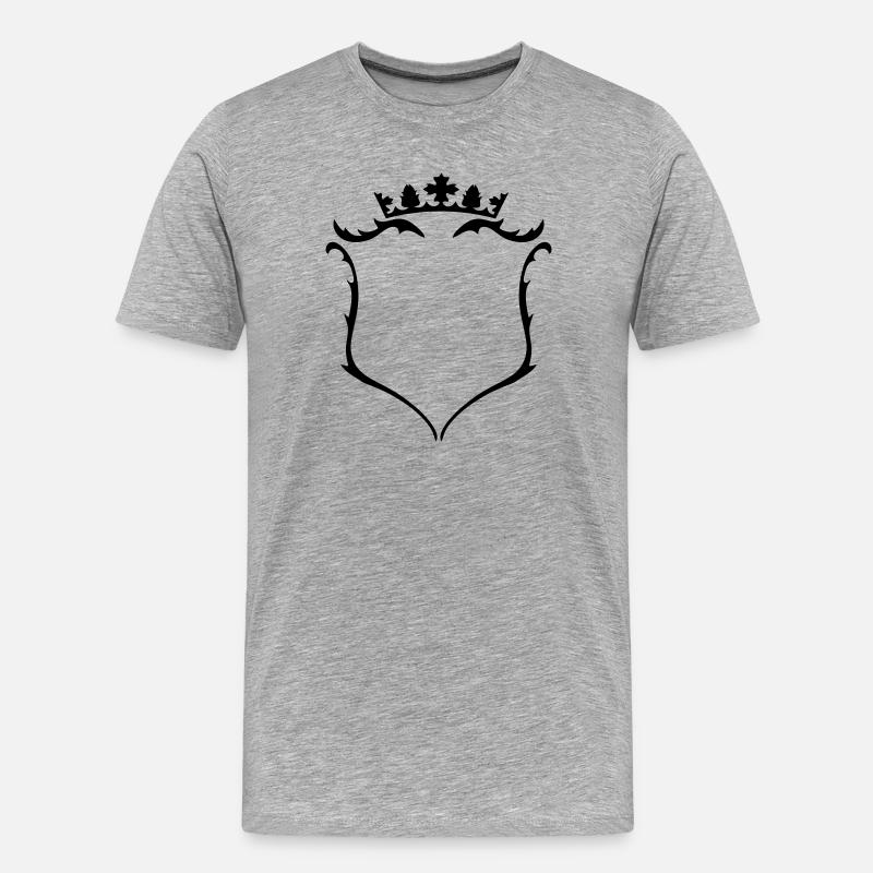 Wappen mit Krone - Männer Premium Bio T-Shirt - Grau meliert