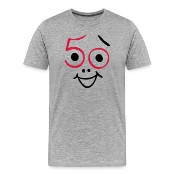 50 ans et toujours frais! - T-shirt bio Premium Homme - gris chiné - Devant - Damien (186cm)