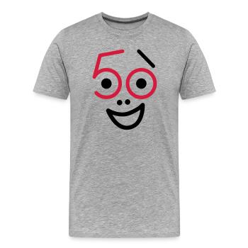 50 ans et toujours frais! - T-shirt bio Premium Homme - gris chiné - Devant - Damien (186cm)
