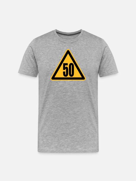 Achtung 50 - Männer Premium Bio T-Shirt - Grau meliert