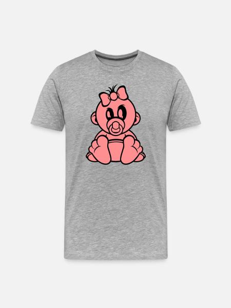 naissance fille - T-shirt bio Premium Homme - gris chiné