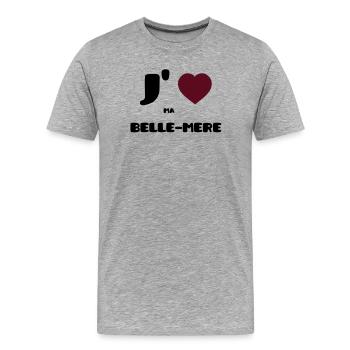 J'aime ma belle-mère (V) - T-shirt bio Premium Homme - gris chiné - Devant - Damien (186cm)