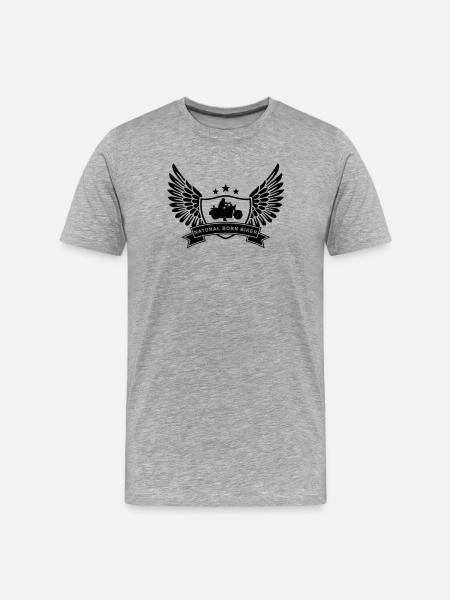 natural_born_biker_1 - Men's Premium Organic T-Shirt - heather grey