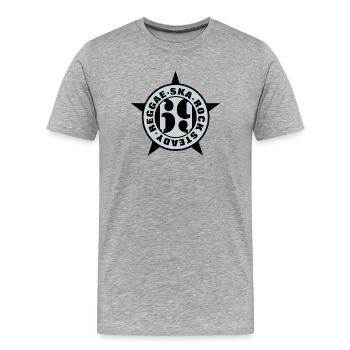 Ska, Rock Steady, Reggae 69 - T-shirt bio Premium Homme - gris chiné - Devant - Damien (186cm)