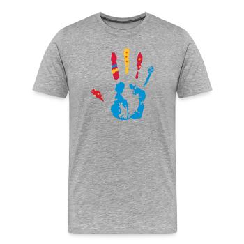 bunter Handabdruck mit verschiedene Formen - Männer Premium Bio T-Shirt - Grau meliert - Vorne - Damien (186cm)