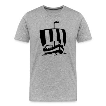 Wikinger Schiff - Männer Premium Bio T-Shirt - Grau meliert - Vorne - Damien (186cm)