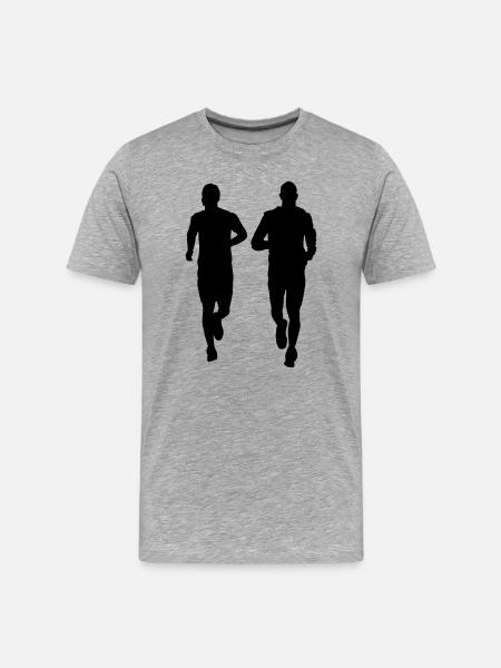running couple two males - Men's Premium Organic T-Shirt - heather grey