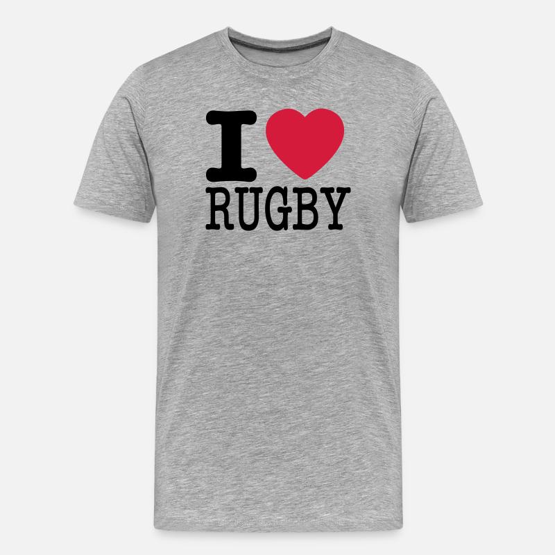 Ich liebe Rugby - Männer Premium Bio T-Shirt - Grau meliert