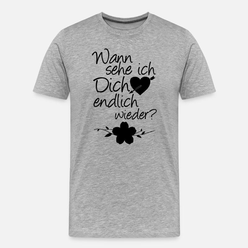 Wiedersehen Liebe, Spruch, Geschenk - Männer Premium Bio T-Shirt - Grau meliert