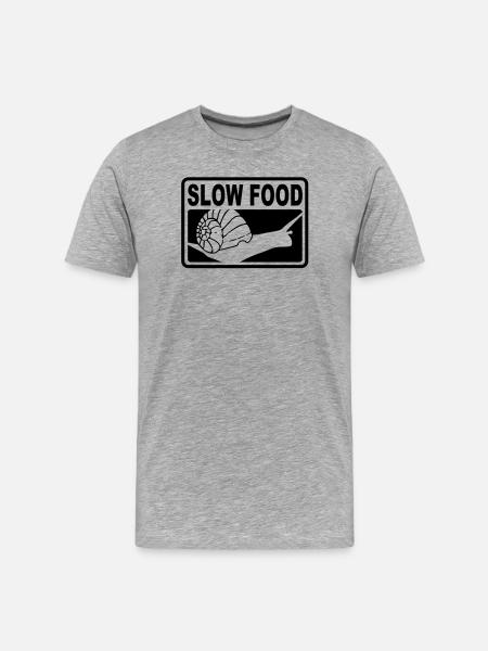 slow_food - Männer Premium Bio T-Shirt - Grau meliert