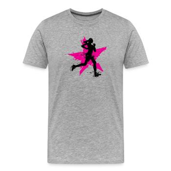 femme courant / femme courant / coureur - T-shirt bio Premium Homme - gris chiné - Devant - Damien (186cm)