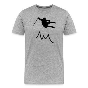 ski jumper contour with mountain II / skier - Men's Premium Organic T-Shirt - heather grey - Front - Damien (186cm)