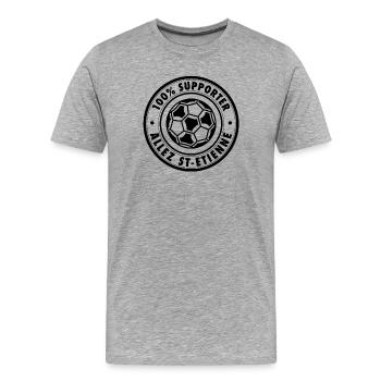 100 pour cent SUPPORTER ST-ETIENNE - T-shirt bio Premium Homme - gris chiné - Devant - Damien (186cm)