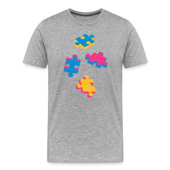 vier Puzzleteile - Männer Premium Bio T-Shirt - Grau meliert - Vorne - Damien (186cm)