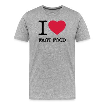 I LOVE FAST FOOD Foodie - Männer Premium Bio T-Shirt - Grau meliert - Vorne - Damien (186cm)