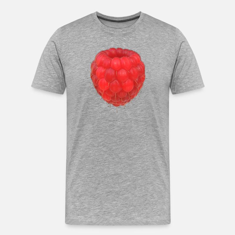 Raspberry Cluster Pattern - Men's Premium Organic T-Shirt - heather grey