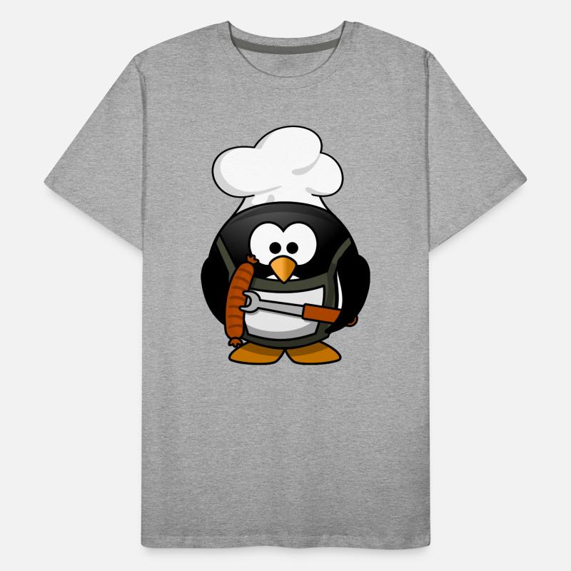 Cuisson du pingouin avec des saucisses grillées T-shirt bio Premium Homme