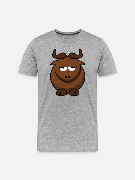 Sleeping Bull Cartoon - Men's Premium Organic T-Shirt - heather grey