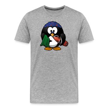 Chapeau de fleur pingouin sur la plage - T-shirt bio Premium Homme - gris chiné - Devant - Damien (186cm)