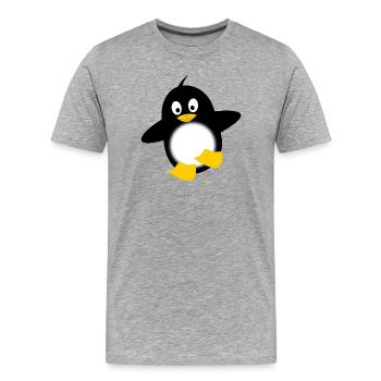 Pinguin Leuchtbauch Cartoon - Männer Premium Bio T-Shirt - Grau meliert - Vorne - Damien (186cm)