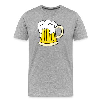 Bierkrug mit Schaum Illustration - Männer Premium Bio T-Shirt - Grau meliert - Vorne - Damien (186cm)