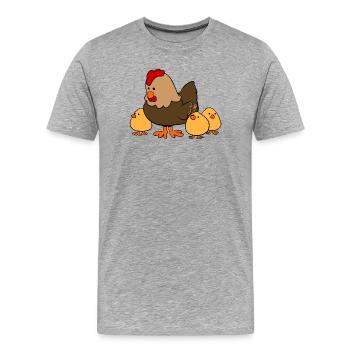 Chicken family - Männer Premium Bio T-Shirt - Grau meliert - Vorne - Damien (186cm)